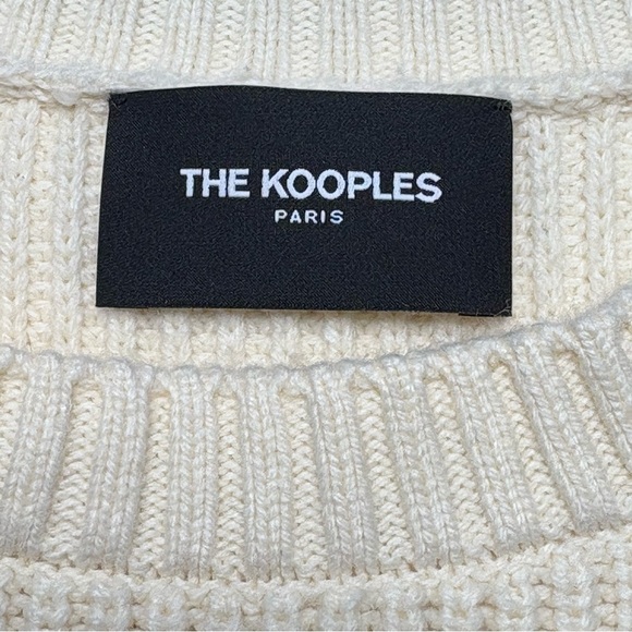 The Kooples Ecru Sweater With Patch Size M Pullover Crewneck Cotton Wool - Picture 9 of 12